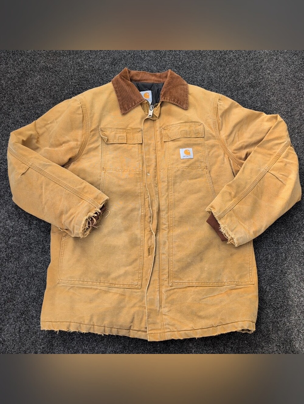 Vintage Carhartt Jacket Mens 44 Tall Brown Quilt Lined Chore Work Coat CO3 USA